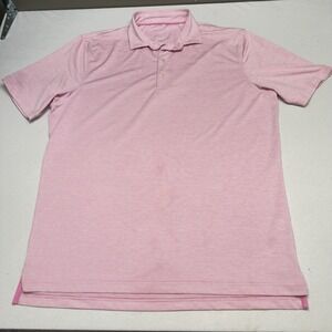 Johnnie O Shirt Men's Large Golf Polo Lyndon Performance "Taffy"‎ Pink Striped